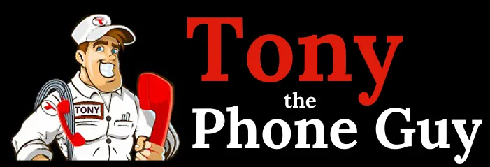 Tony the Phone Guy logo black background